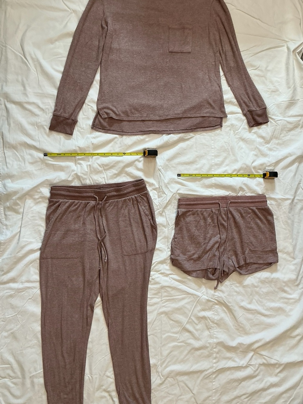 stars above Mauve Striped 3-Piece Loungewear Set - Top, Joggers & Shorts